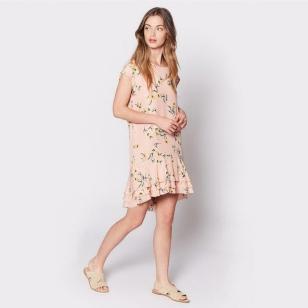 Joie Coreen Silk Floral High Low Tiered Ruffle Flounce Hem Dress